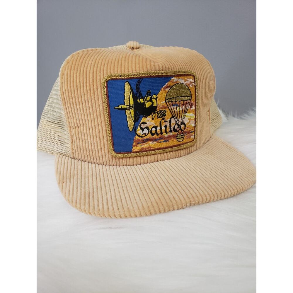 Vintage NASA‎ GALILEO Trucker Mesh Corduroy Satellite Snapback Ball Hat Cap